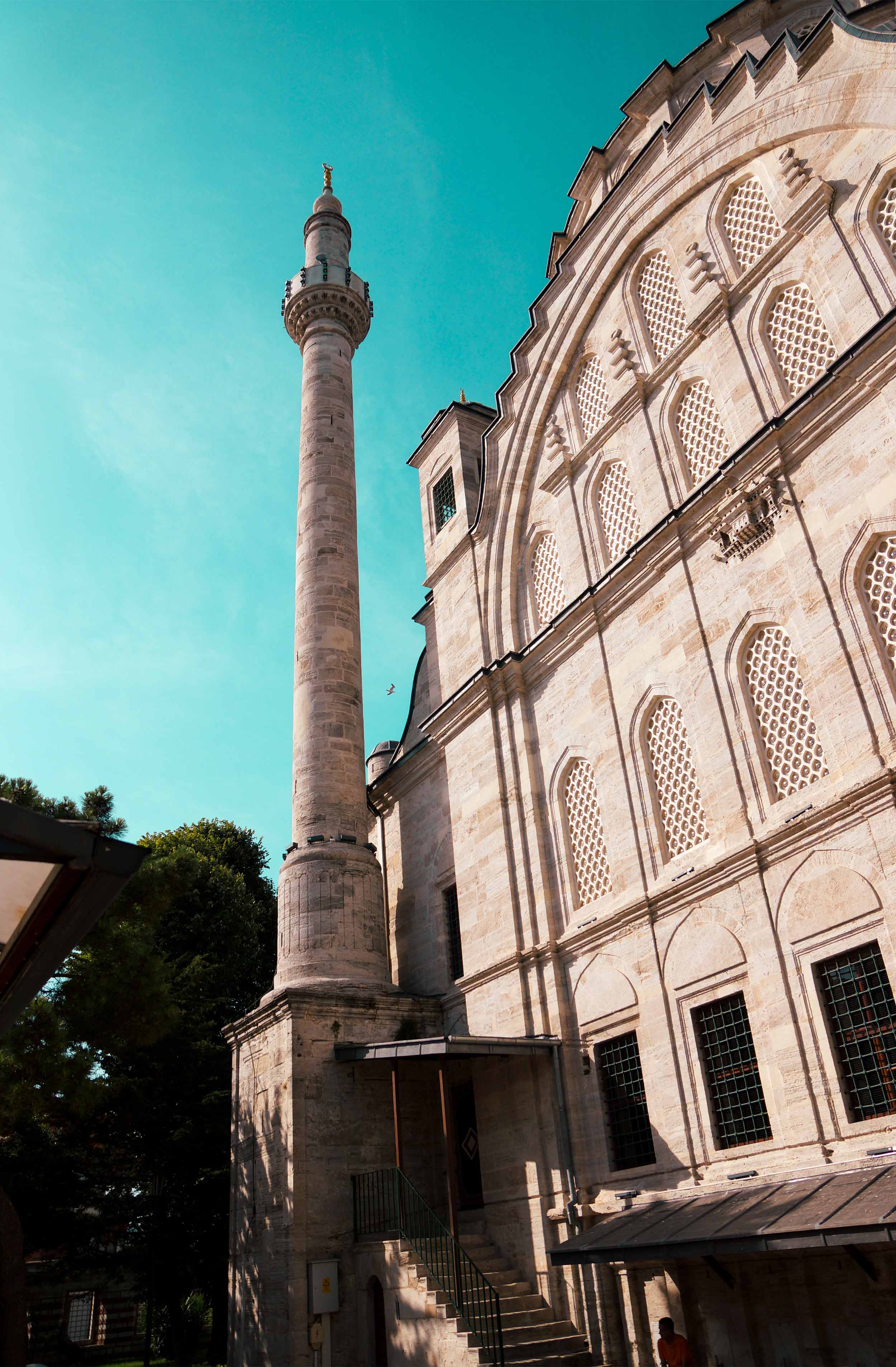 Main building and minaret of the Ayazma Mosque in Istanbul