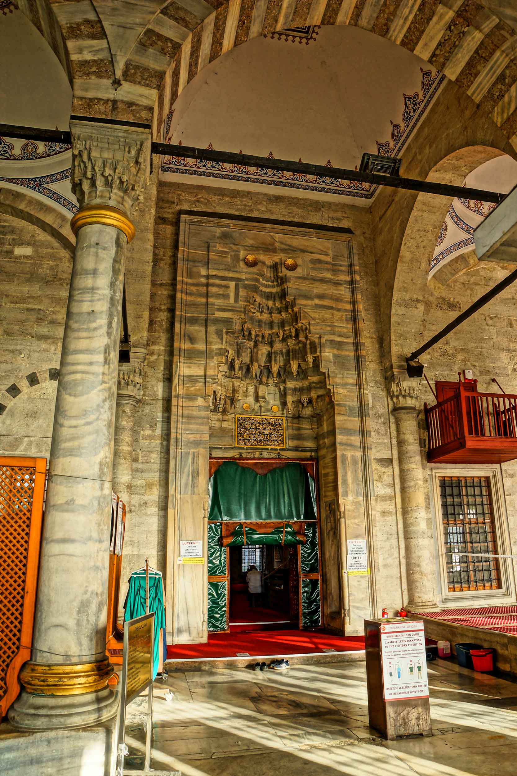 Main entrance to the Mihrimah Sultan Mosque in Istanbul